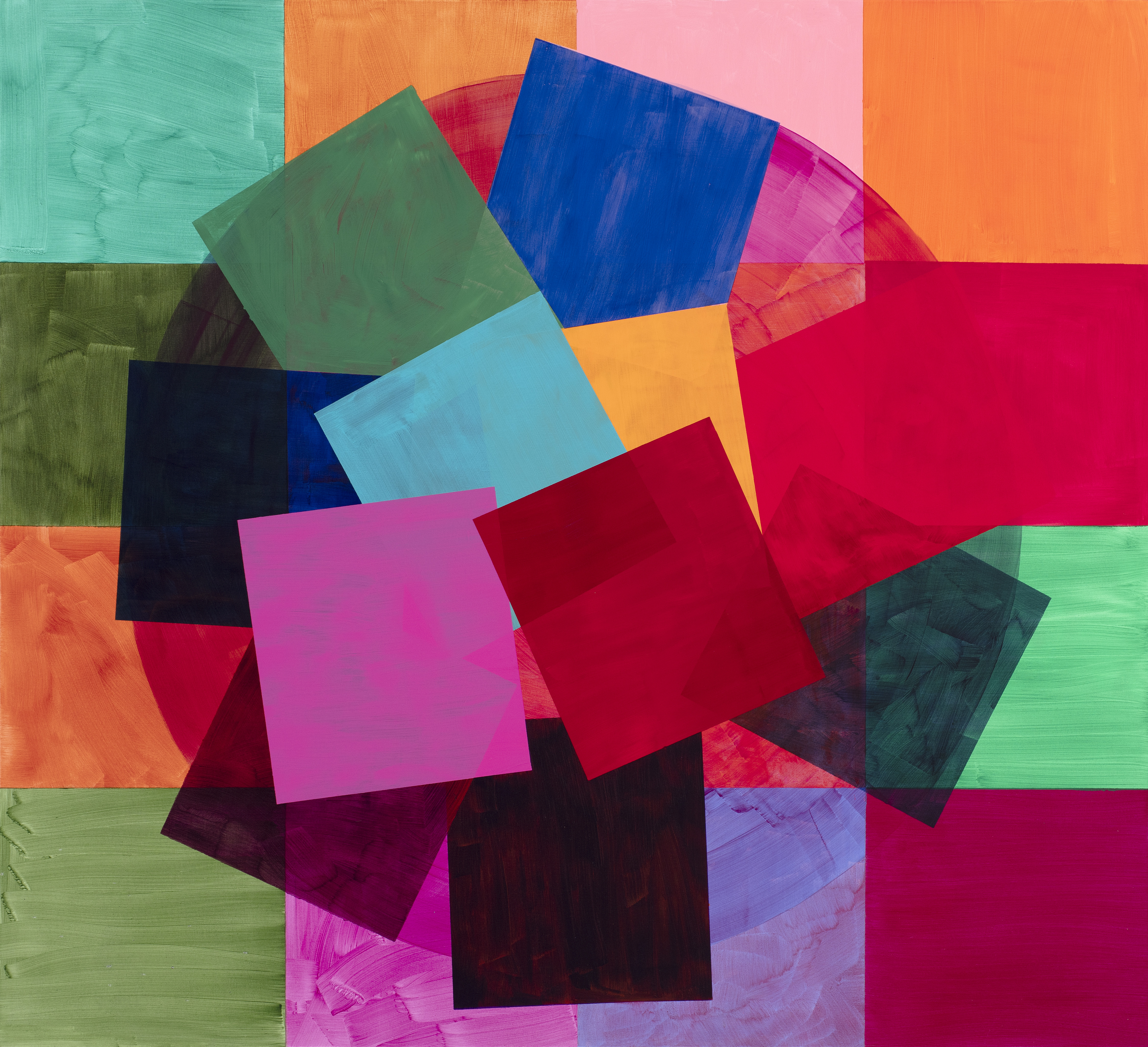 An acrylic geomtric paintign by Mali Morris